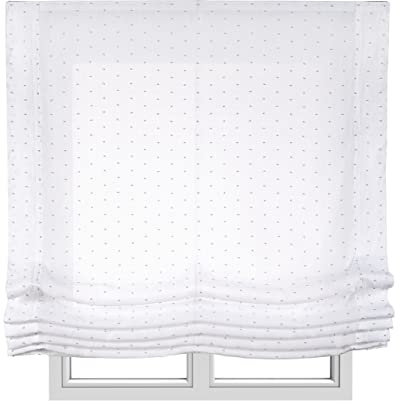 STORESDECO Raffrollo mit Stangen 175H x 135B - Waschbares Faltrollo zum Bohren inkl. Montagematerial - Lichtdurchlässige Roman Blinds mit Kindersicherung für Fenster & Türen - Gardinen Rollo Küche