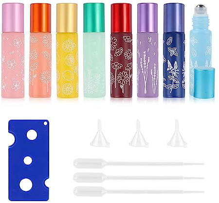 Roll on Glasflaskor för eteriska oljor, eteriska oljor, rulle i tom flaska, 10 ml rollonflaskor för eteriska oljor, parfymer, kosmetika, aromolja