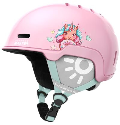OutdoorMaster Kinder Skihelm, Snowboardhelm für Jungen & Mädchen, Robuste PC-Schale & EPS-Schaum, 12 Belüftungsöffnungen, Verstellbarer Schneesporthelm, Zertifizierter Schneesport- und Snowboardhelm