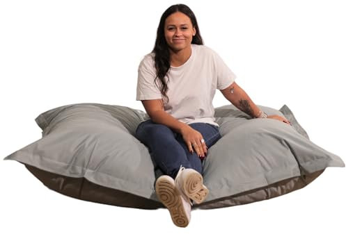 bananair Sitzsack Outdoor XXL Wasserfest - Bequem, Vielseitig, UV-beständig, Maschinenwaschbar Bezug - Sitzsack Kinder & Erwachsene für Garten, Ideal auch in Innenräumen - 180 x 140 cm - Hellgrau