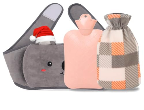 Fesaizwi 3-in-1 Hot Water Bottle Belt - 1 Litre with Koala Cover, Heat Animal Perfect for Back, Belly and Neck