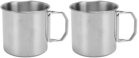 350ml Camping Mug, Camping Cup with Foldable Handle, Stainless Steel Mug for Travel and Camping Mugs Set of 2