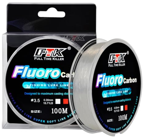 Zeroupshop Línea de pesca de fluorocarbono prácticamente indetectable, línea de pesca de 100 m, línea suave líder de fluorocarbono, hilo de nailon transparente (6.0-0.40mm-13.8 kg, blanco)