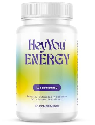 Hey You Energy Vitamina C Pura 1200 mg con Bioflavonoides – Apoyo al Sistema Inmunitario, Energía y Vitalidad – Vitaminas para el Cansancio y Antioxidantes de Alta Potencia – 90 Comprimidos