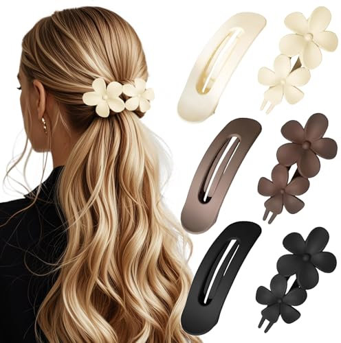 6 Stück Haarklammer Groß, 11 cm Kunststoff Rutschfester Haarspangen Damen Haar mit Starkem Halt, groß Haarklammern Haarstyling-Zubehör für Damen Mädchen dickes und dünnes Haar, Matte (neutral)