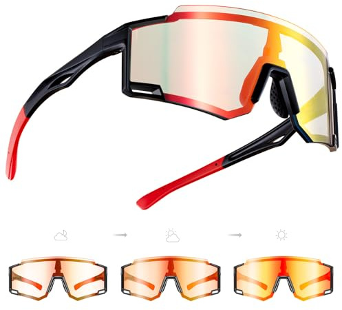 URBZUE Fotocromatici Occhiali da Ciclismo Uomo Donna Occhiali Bici con TR90 Polarizzati Occhiali Sportivi Anti UV 400 Occhiali Da Sole per MTB Ciclismo Strada Sciare Corsa e Pesce
