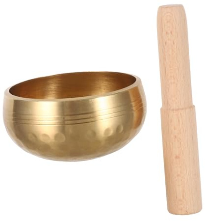 TOYANDONA Set Campana Tibetana da 8 CM con in Legno Ciotola Sonora per Principianti per Meditazione e Yoga Mini Ciotola Tibetana Portatile per Rilassamento Consapevole a Casa Ufficio e