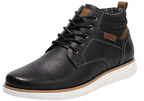 Bruno Marc Bottes pour Hommes Confortable Bottes Chukka Elégantes Chaussures Habillées pour Hommes,Size 42,Noir,GRAND-HIGH