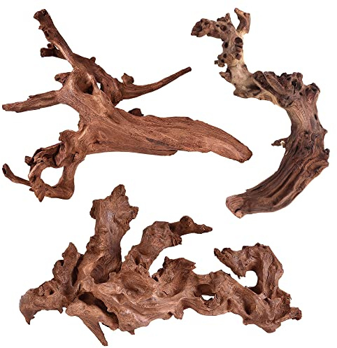 majoywoo Natural Coral Driftwood for Aquarium Decor Fish Tank Decorations, Assorted Driftwood Branch 6-10 3 Pcs, Reptile Decor…