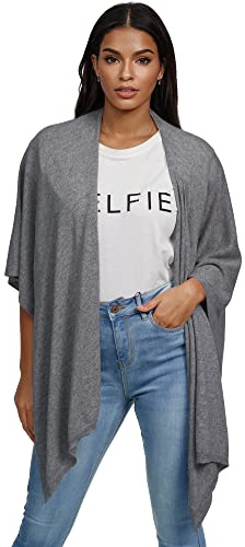 Glamexx24 Poncho para Mujer, Bufanda de Punto con Tacto de Cachemira, Capa de Punto, Poncho-rebeca para Mujer, XXL, Chal para Primavera y Otoño, Fabricado en Italia