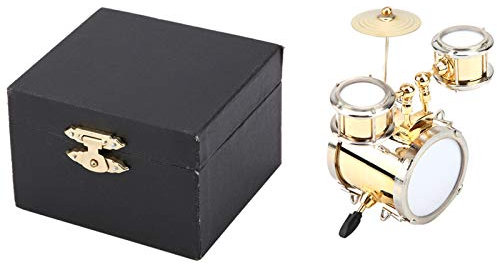 Miniatur-Schlagzeug, Mini-Trommel-Modell, Messingskulptur, Musikinstrument, Ornament, Heimkollektion, Tischdekoration mit Koffer für Schlagzeuger, Musiker, Musikstudio, Werkstatt, 8,6 X 8 X 3,9 cm