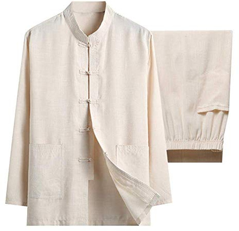 SUNMME Ensemble de Tai Chi en Coton et Lin pour Hommes - Robe Traditionnelle Chinoise Deux pièces avec Languette Vêtements d'arts Martiaux Chemises Pantalons,B-XL