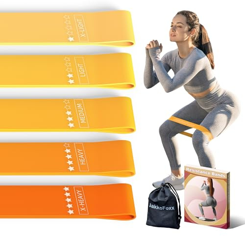 Fasce elastiche per esercizi di resistenza, per fitness, stretching, allenamento della forza, fisioterapia, per donne, uomini, bambini, set da 5
