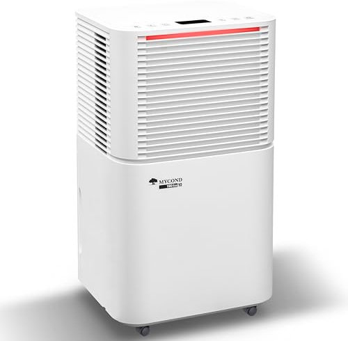 Dehumidifier for home - MYCOND TIBO 10L/Day Compressor Small Dehumidifier, Quiet Operation ≤38dB, Compact Design, Air Quality Monitoring, 2L Tank, Ideal for Home, Bedroom & Basement