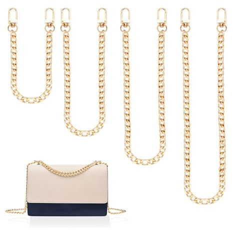 Bieiyhe 4 Stück Taschenkette Gold Lang Kurz 40/60/100/120 cm Metall Schulterriemen für Taschen Trageriemen Kette für Umhängetasche Ersatzkette Handtaschen Kettenriemen Taschengurt Kette Schultergurt