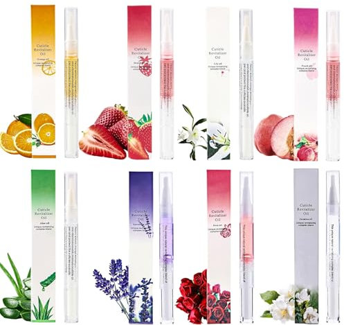 Revitalizing Cuticle Oil Pens - Set of 8 with Key Ingredients for Nails, Gel Manicure and Pedicure, Nail Art Enhancement (Mixed)