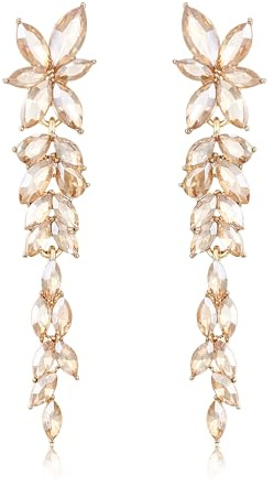 EVER FAITH Strass Marquise Kristall Ohrringe elegante Kronleuchter Blume hängen Ohrstecker für Damen Party Hochzeit Prom Champagner Gold-Ton