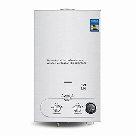 Water Heater for Bath Stainless Steel LPG Gas Hot Water Heater Propane Tankless Instant Boiler Indoor Whole House Water Heater Hospitals, Schools and Care Homes(12L liquefied/Natural Gas)