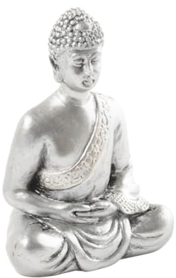 ULTECHNOVO Buddha Statue Ornament Living Room Zen Figurines Buddha Statues Home Decoration Sitting Buddha Statue Large Ornaments for The Home Feng Shui Ornament Feng Shui Modern Desk Silver