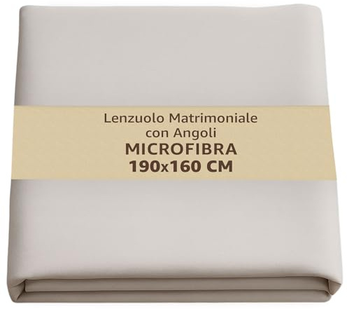 SONIT - Lenzuolo con Angoli Matrimoniale Microfibra 190x160 cm (1 pz) - Lenzuola con Angoli Grigio
