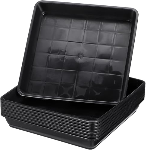 Mikikit Bandejas para Bonsáis de Plástico 8 Unidades Bandeja Cuadrada 12 X 12 Cm Reutilizable Práctica para Plantas Previene Derrames y Protege Superficies para Interiores y Exteriores