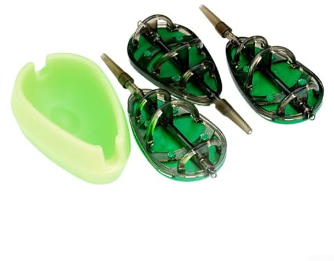 Juego de jaula de cebo de pesca con función de liberación de moho para pesca de carpa, incluye tres jaulas de señuelo de 30 g, 40 g, 50 g para un uso eficiente del alimentador de peces