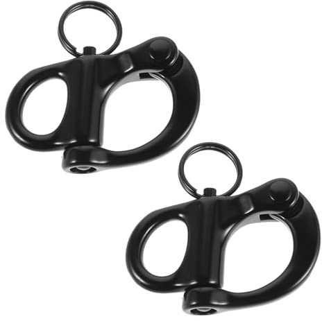 Beavorty Manille Pivotante en Acier Inoxydable 52mm Noire, Lot de 2 Pièces, Anse à Ressort Autobloquante Robuste, Accessoires Marine pour Gréement et Quincaillerie Bateau Voile
