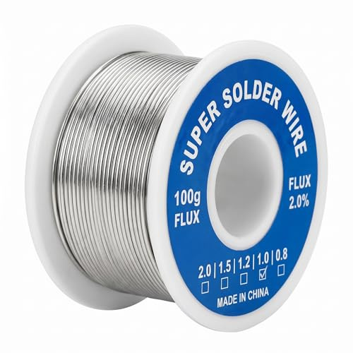 Étain à Souder 1mm 100g, Fil de Soudure avec Noyau de Colophane | Soudure Électronique pour Réparation de Circuits Imprimés et Composants Électriques