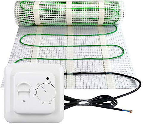 Elektrische Fußbodenheizung 150Watt je m² Thermostat analog Elektrisch TWIN Technologie JWS verschiedene Größen, Größe (m²):1 m²
