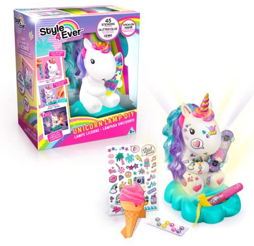 Canal Toys - Style 4 ever OFG 208- DIY Einhorn-Lampe, Nachtlicht für Mädchen, Dekoriere und gestalte deine Einhorn-Lampe mit Marker und Aufklebern, 1 Nachtlampe, Weiß
