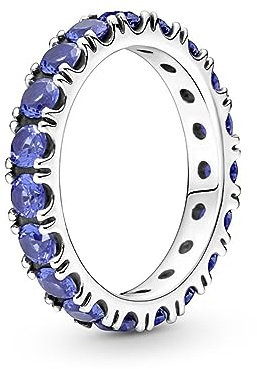 PANDORA Ring Timeless funkelnde Reihe silber, blaue Kristalle 190050C02 52
