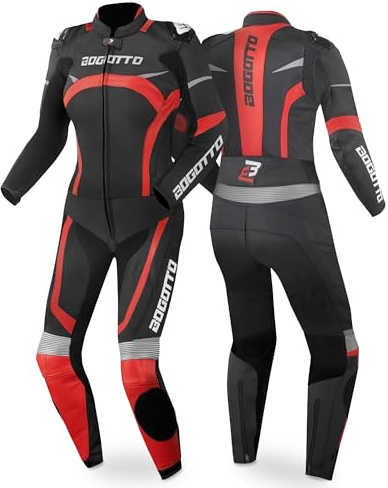 Bogotto Misano Combinaison en cuir de moto pour dames deux pièces, schwarz/rot, 34