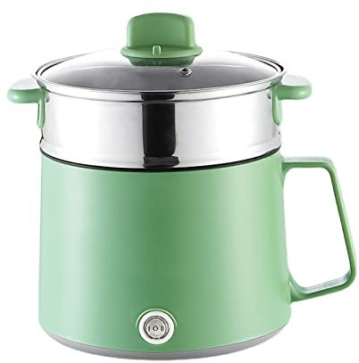 Electric Hot Pot, Mini Multi-function Rice Cooker, 1.5L/1.7L Rapid Noodles Cooker, Mini Stock Pot Non-Stick for Soup, Ramen, Pasta, Egg, Dumplings, with Over-Heating Boil Dry Protection (1.7L Green)