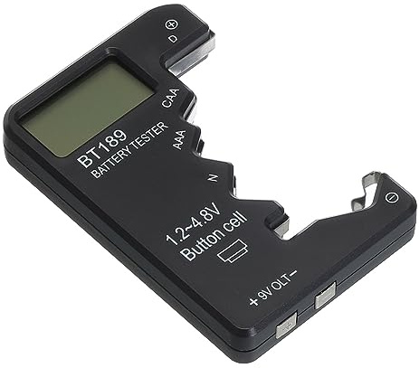 PATIKIL Digital batteritestare, plast BT-189 klar modell skärm batteri elektricitet testare volt kontroll för AAA, N, D, 9V, cellknapp, 1,2–4,8V, svart