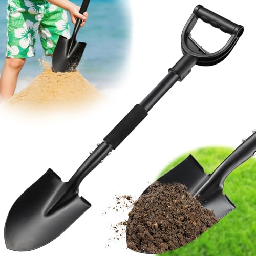 Shovel, Garden Shovels for Digging Gardening Heavy Duty, 31 inch Small Short Metal Shovel with D-Handle, Sharp Round Point Blade, Comfort Grip, Camping, Off Road, Soil, Kids Sand Beach Mini Spade Tool