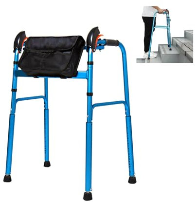 Gehbock für Senioren, Standard-Gehhilfe, Gehhilfe für Erwachsene, Treppensteighilfe, zusammenklappbares Gehgestell aus Aluminium, leichte Gehhilfen für Treppen