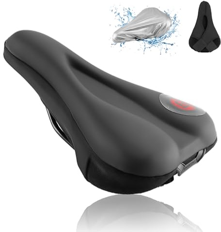 ROCKBROS Housse de Selle Vélo Route VTT, Couvre de Siège Velo Ultra Confortable, Coussin de Selle Gel Univesel, Anti-Choc Imperméable avec Housse de Pluie pour Homme Femme, Noir