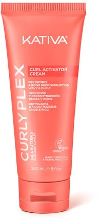 KATIVA Curly Plex Locken Aktivator Creme 240 ml – Leave-in für definierte Locken, Anti-Frizz bei hoher Luftfeuchtigkeit, Hitzeschutz – Nano-Bond Complex, Sheabutter & Leinsamen – Vegan