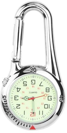 Shengxi Reloj Digital de Deporte con Clip, Llavero Reloj De Bolsillo Clip En Mosquetón Bisel Giratorio Esfera Luminosa Reloj Fob para Médicos Enfermeras Paramédicos Escalada Montañismo