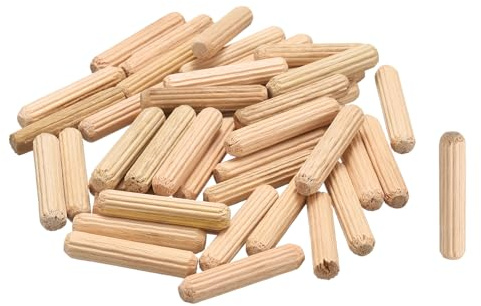 sourcing map 50Pcs Wooden Dowel Pins, M5 x 25mm Straight Dowel Rods Wood Fluted Dowels Rods for Crafts Furniture DIY Hardwood