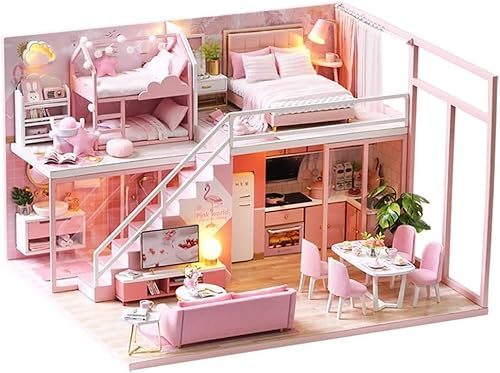 CUTEROOM Wooden Dollhouse, Handmade Miniature DollHouse-Meeting your sweet