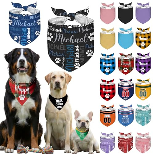 Bandana pour Chien Personnalisable avec Nom Foulard pour Animal de Compagnie Bavoir Cadeau pour Chien Personnalisé,Name Style