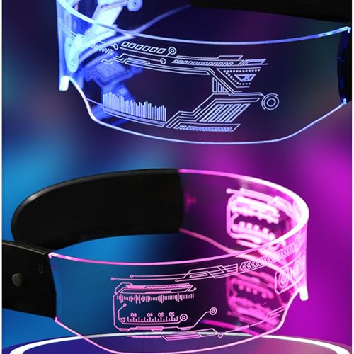 Occhiali a LED, lenti luminose, occhiali luminosi a LED, occhiali veloci Rave 7 colori 4 modalità, occhiali luminosi per feste, occhiali da vista per cyberpunk, cosplay, bar, club, Halloween