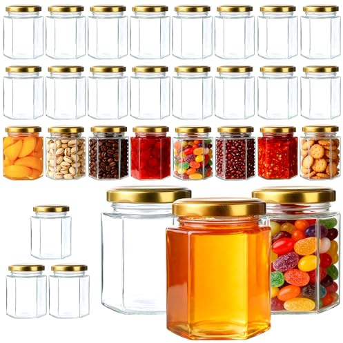 YBCPACK 30 vasetti per conserve piccoli con coperchio, 180 ml, con tappo a vite, ermetici e lavabili in lavastoviglie, piccoli barattoli a vite per marmellata, miele, yogurt