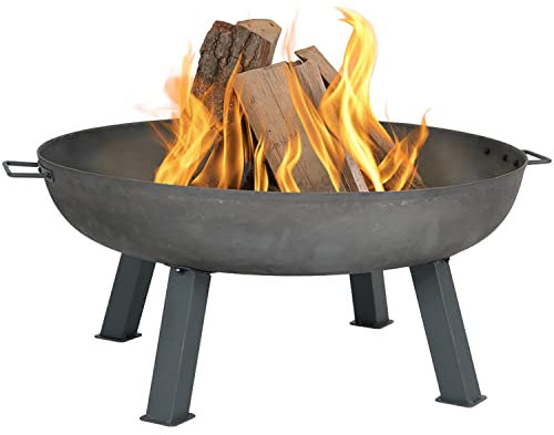 Sunnydaze Brasero en fonte robuste de 86,4 cm pour l'extérieur – Brasero d'extérieur à bois avec poignées – Finition acier