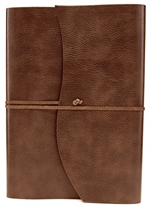 BELCRAFT Tivoli Liscio A4 großes Notizbuch aus recyceltem Leder, Handgearbeitet in klassischem Italienischem Stil, Geschenkschachtel inklusive, Tagebuch A4 (21x30 cm) Hellbraun