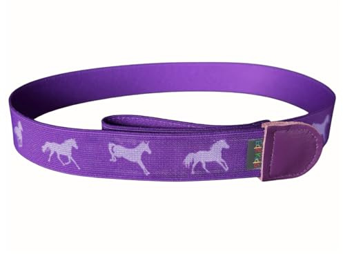 Ed&Kids Kindergürtel Ohne Schnalle Elastisch Größenverstellbar Pferde lila Größe S