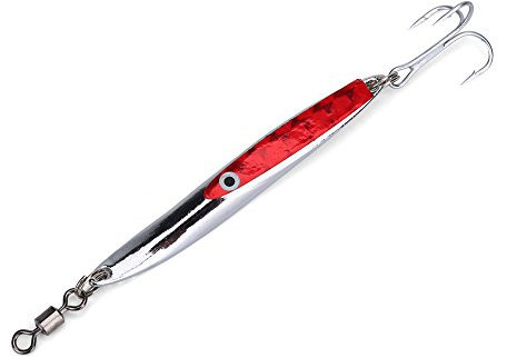 Angelköder Metall Angelköder Köder Metall Bass Harter Löffel Köder Jig Köder für das Salzwasser-Süßwasserfischen(28g -rot)