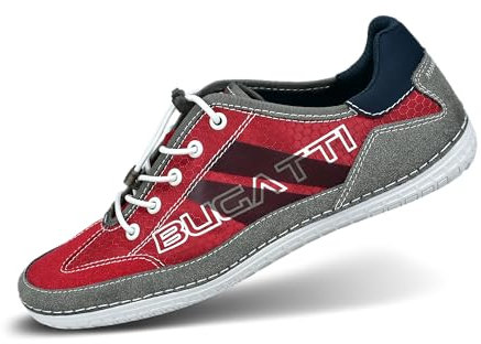 bugatti Herren Modischer Casual-Sneaker mit Logo-Details und Flexibler Sohle, Rot, 45 EU