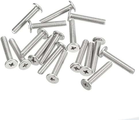 sourcing map Tornillos de Cabeza Redonda Plana M3-0,5x16mm 50uds, Tornillos de Máquina de Accionamiento Phillips de Acero Inoxidable 304, Sujetador de Hardware para Conexión de Muebles